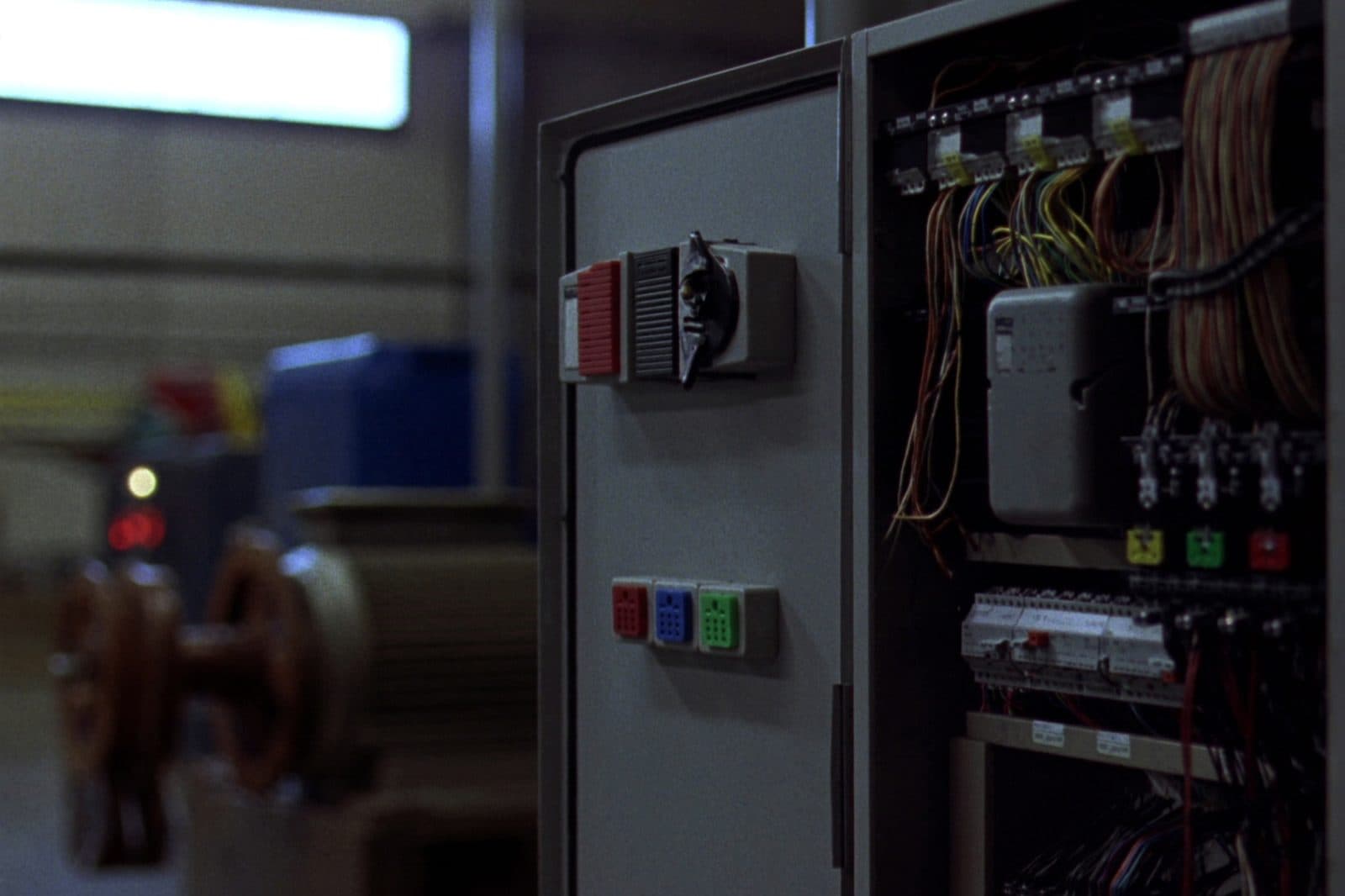 An open motor control cabinet with a variable frequency drive